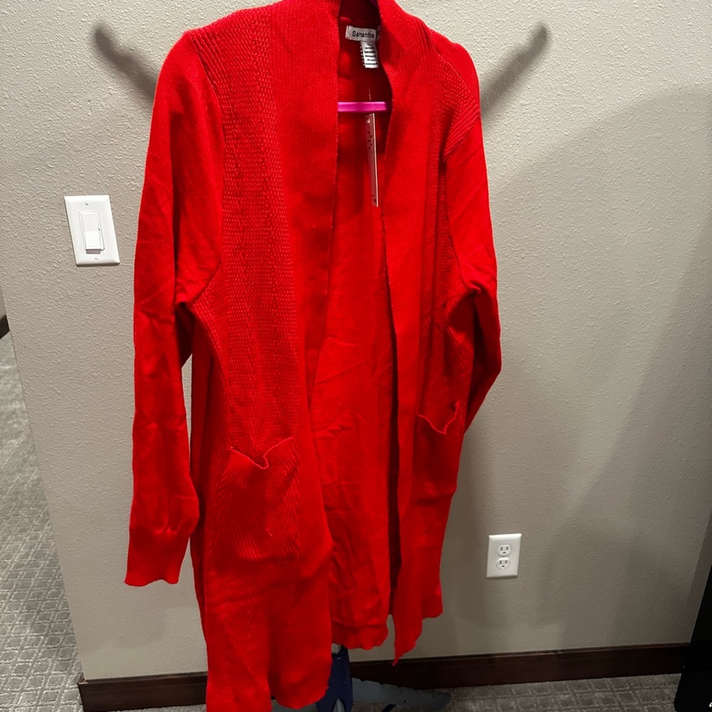 Red Cardigan Sweater